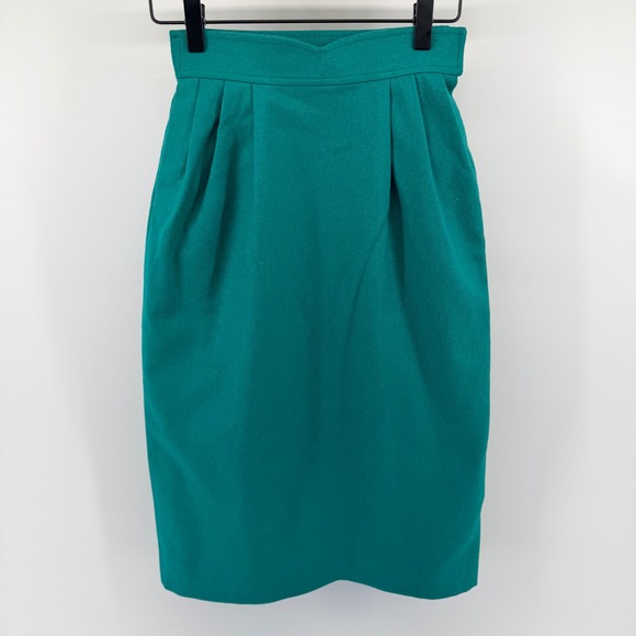 Pendleton Dresses & Skirts - Pendleton Vintage Petite Wool Pencil Skirt High Waist Pleated Teal Green Size 2